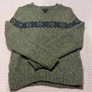 Abercrombie & Fitch Gray and Blue Crewneck Sweater with Nordic Design